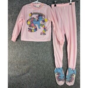 Vtg My Little Pony Sweet Stuff Twinkle Eye Pony Girls 6X Pink Footed Pajama Set